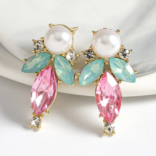 Crystal & Pearl Angel Earrings